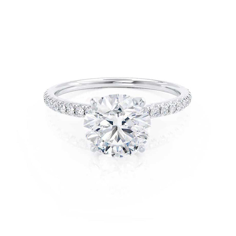 MACY - Round Natural Diamond 950 Platinum Petite Pavé Shoulder Set Ring Engagement Ring Lily Arkwright