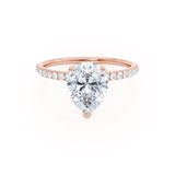 MACY - Pear Moissanite 18k Rose Gold Petite Shoulder Set Engagement Ring Lily Arkwright