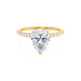 MACY - Pear Moissanite 18k Yellow Gold Petite Shoulder Set Engagement Ring Lily Arkwright