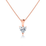 MAIA - Heart Cut 3 Claw Drop Pendant 18k Rose Gold Pendant Lily Arkwright