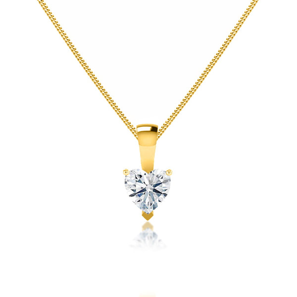 MAIA - Heart Cut 3 Claw Drop Pendant 18k Yellow Gold Pendant Lily Arkwright