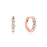 MARI - Lab Diamond Trilogy Huggie Hoop Earrings 18k Rose Gold Earrings Lily Arkwright