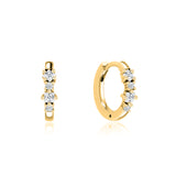 MARI - Lab Diamond Trilogy Huggie Hoop Earrings 18k Yellow Gold Earrings Lily Arkwright