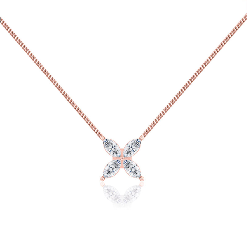 MYLA - Marquise Flower Lab Diamond Pendant 18k Rose Gold Pendant Lily Arkwright
