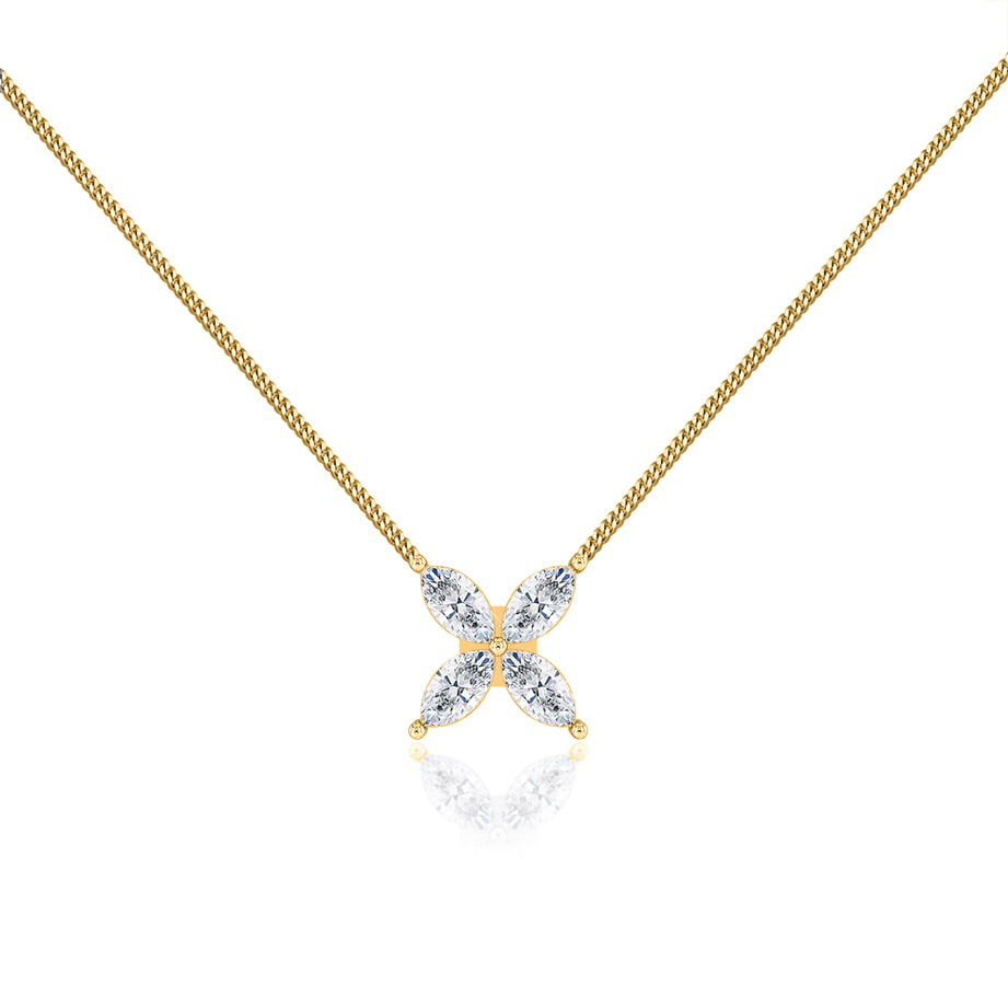 MYLA - Marquise Flower Lab Diamond Necklace 18k Yellow Gold – Lily ...
