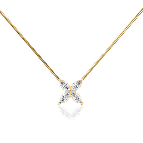 MYLA - Marquise Flower Lab Diamond Pendant 18k Yellow Gold Pendant Lily Arkwright