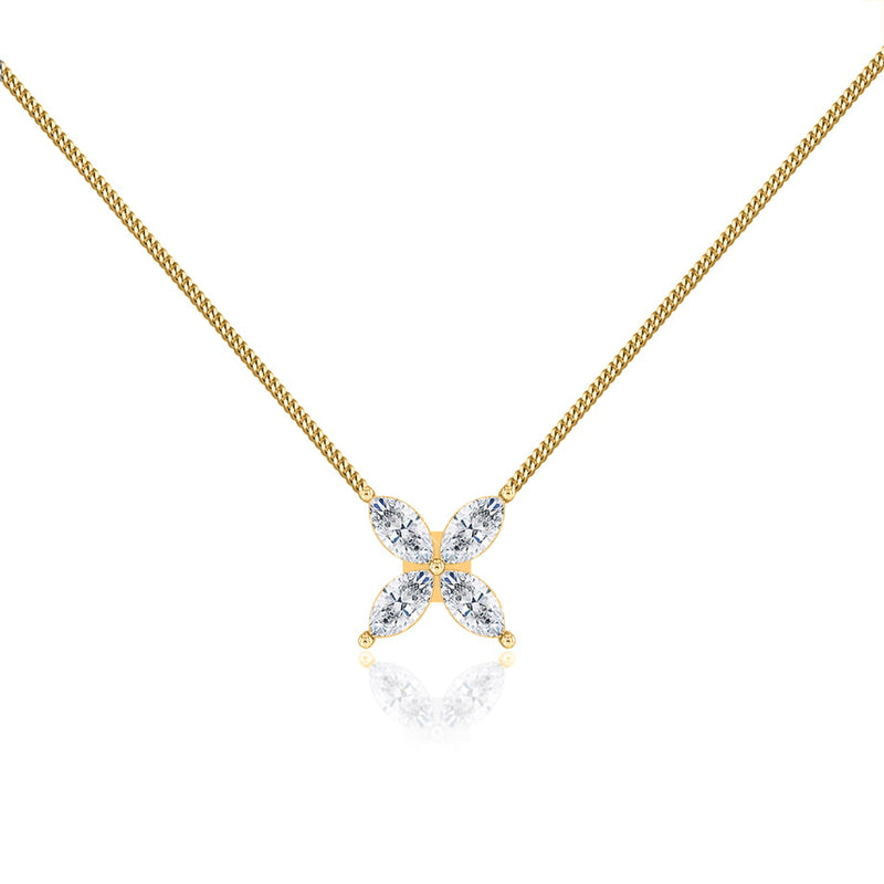 MYLA - Marquise Flower Lab Diamond Pendant 18k Yellow Gold Pendant Lily Arkwright