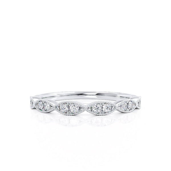 OLYMPIA - Ex Display Marquise Shaped Milgrain Platinum Eternity Wedding Band Eternity Lily Arkwright