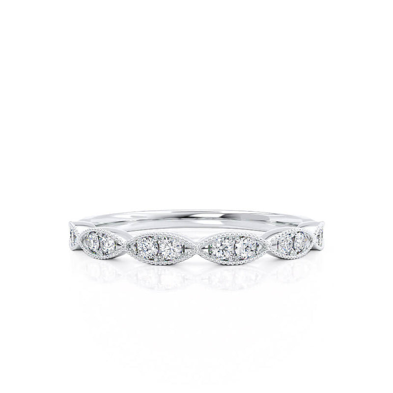 OLYMPIA - Ex Display Marquise Shaped Milgrain Platinum Eternity Wedding Band Eternity Lily Arkwright