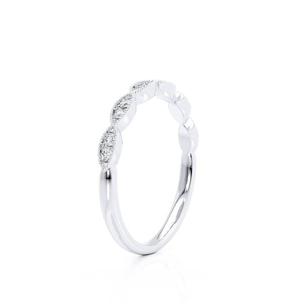 OLYMPIA - Ex Display Marquise Shaped Milgrain Platinum Eternity Wedding Band Eternity Lily Arkwright