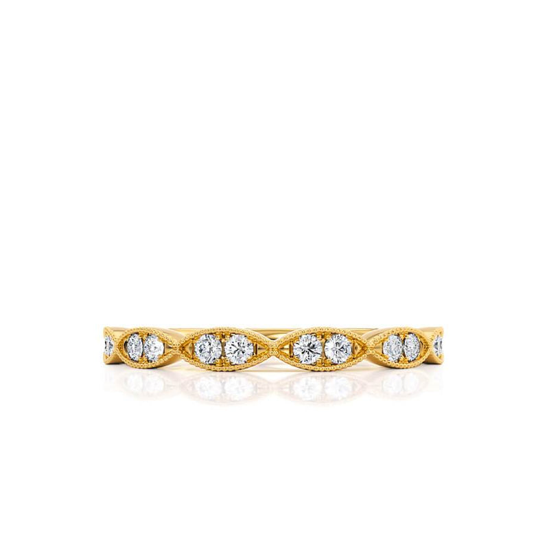 OLYMPIA - Marquise Shaped Milgrain 18k Yellow Gold Eternity Wedding Band Eternity Lily Arkwright