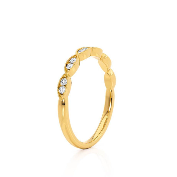 OLYMPIA - Marquise Shaped Milgrain 18k Yellow Gold Eternity Wedding Band Eternity Lily Arkwright