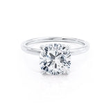 PARIS - Cushion Moissanite & Diamond Platinum Hidden Halo Engagement Ring Lily Arkwright