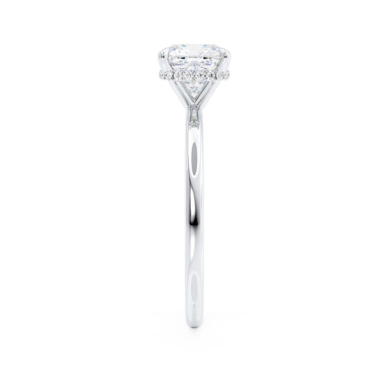 PARIS - Cushion Lab Diamond Platinum Hidden Halo Engagement Ring Lily Arkwright