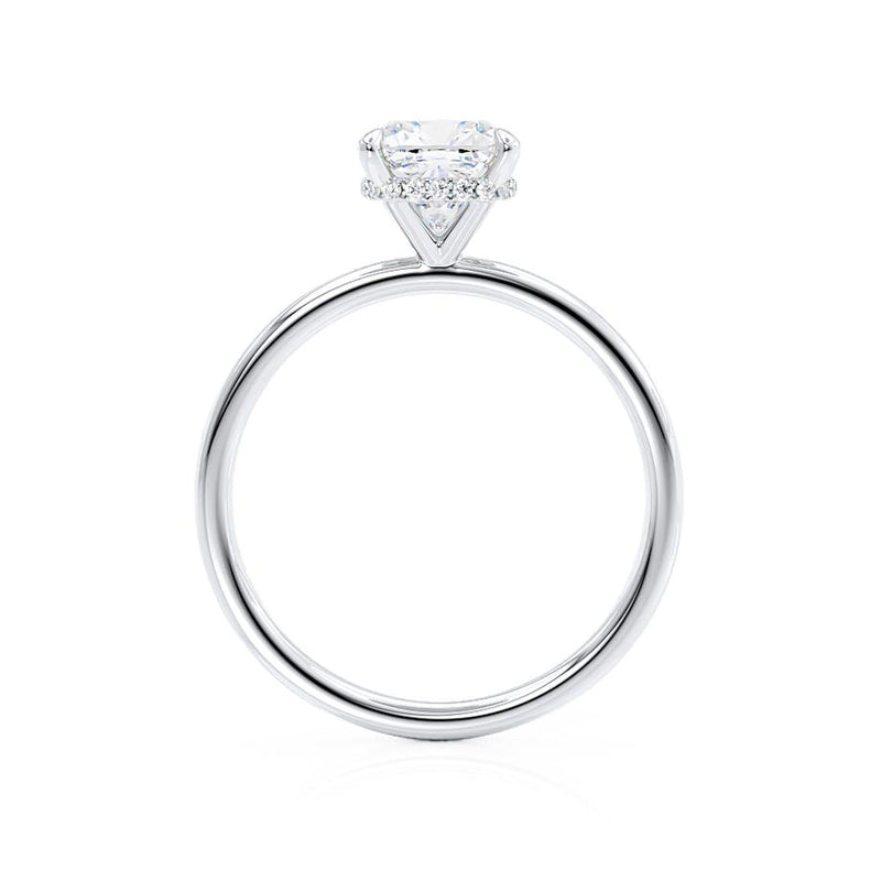 PARIS - Cushion Lab Diamond Platinum Hidden Halo Engagement Ring Lily Arkwright