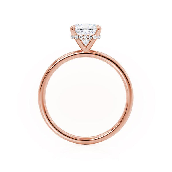 PARIS - Cushion Lab Diamond 18k Rose Gold Hidden Halo Engagement Ring Lily Arkwright