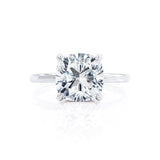 PARIS - Cushion Moissanite & Diamond 18k White Gold Hidden Halo Engagement Ring Lily Arkwright