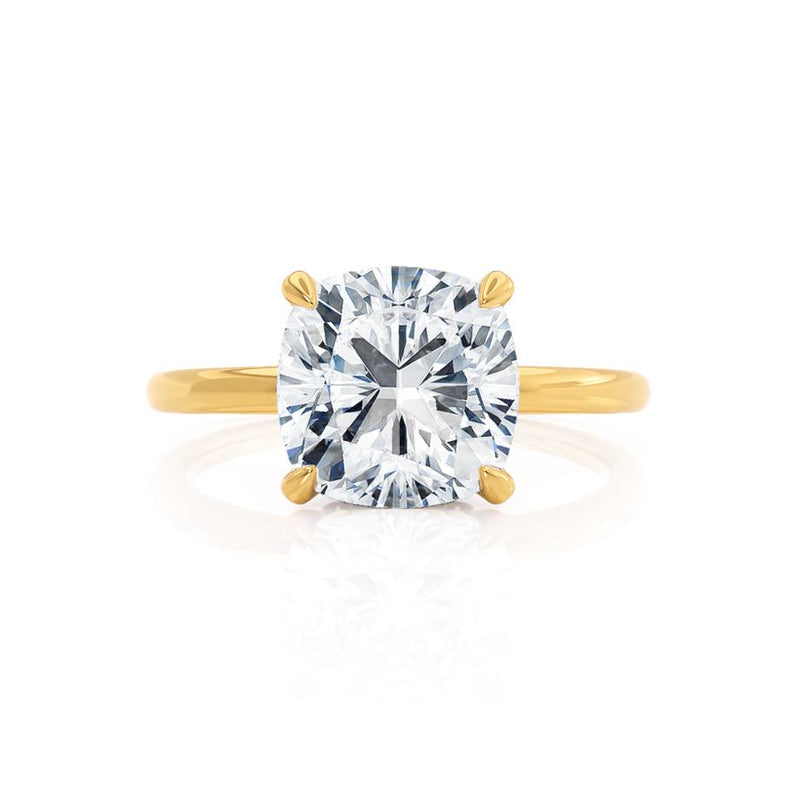 PARIS - Cushion Moissanite & Diamond 18k Yellow Gold Hidden Halo Engagement Ring Lily Arkwright
