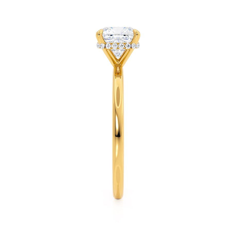 PARIS - Cushion Lab Diamond 18k Yellow Gold Hidden Halo Engagement Ring Lily Arkwright