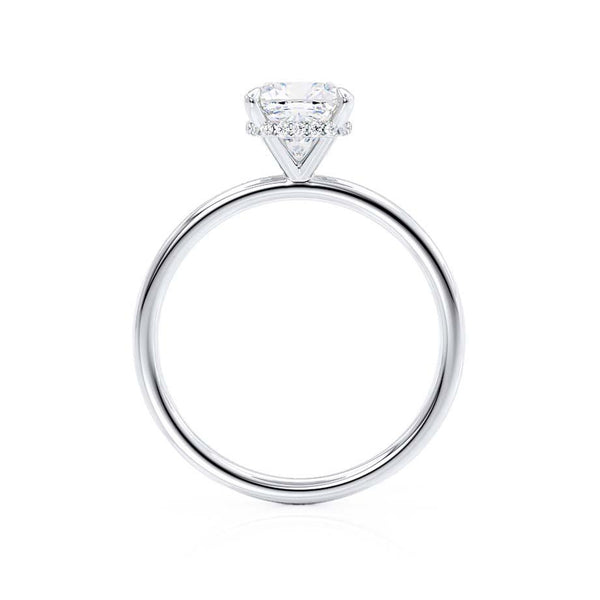 PARIS - Cushion Lab Diamond 18k White Gold Hidden Halo Engagement Ring Lily Arkwright