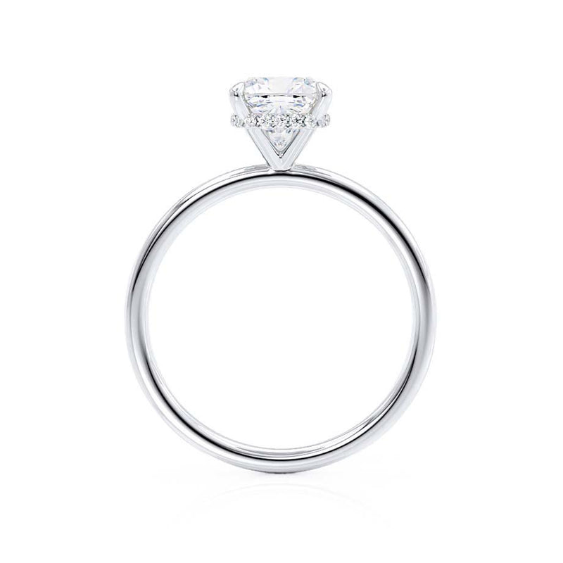 PARIS - Cushion Lab Diamond 18k White Gold Hidden Halo Engagement Ring Lily Arkwright