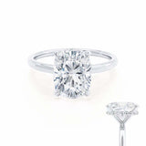 PARIS - Elongated Cushion Moissanite & Diamond Platinum Hidden Halo Engagement Ring Lily Arkwright
