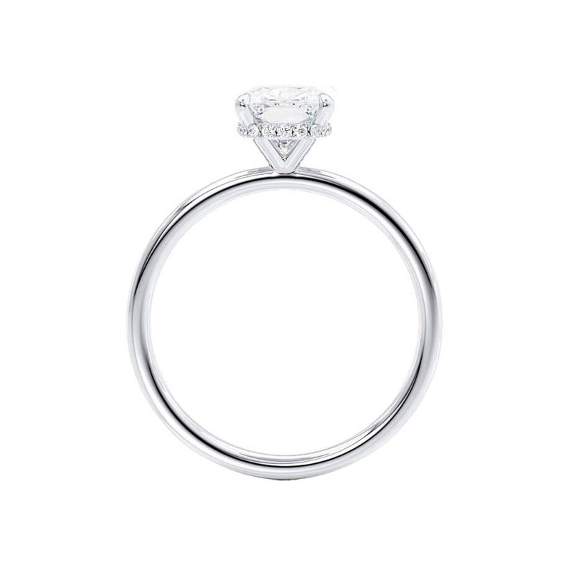 PARIS - Elongated Cushion Lab Diamond Platinum Hidden Halo Engagement Ring Lily Arkwright