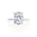 PARIS - Elongated Cushion Moissanite & Diamond 18k White Gold Hidden Halo Engagement Ring Lily Arkwright