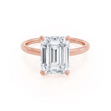 PARIS - Emerald Moissanite & Diamond 18k Rose Gold Hidden Halo Engagement Ring Lily Arkwright