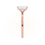 PARIS - Emerald Moissanite & Diamond 18k Rose Gold Hidden Halo Engagement Ring Lily Arkwright