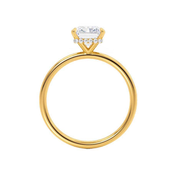 PARIS - Emerald Lab Diamond & Diamond 18k Yellow Gold Hidden Halo Solitaire Engagement Ring Lily Arkwright