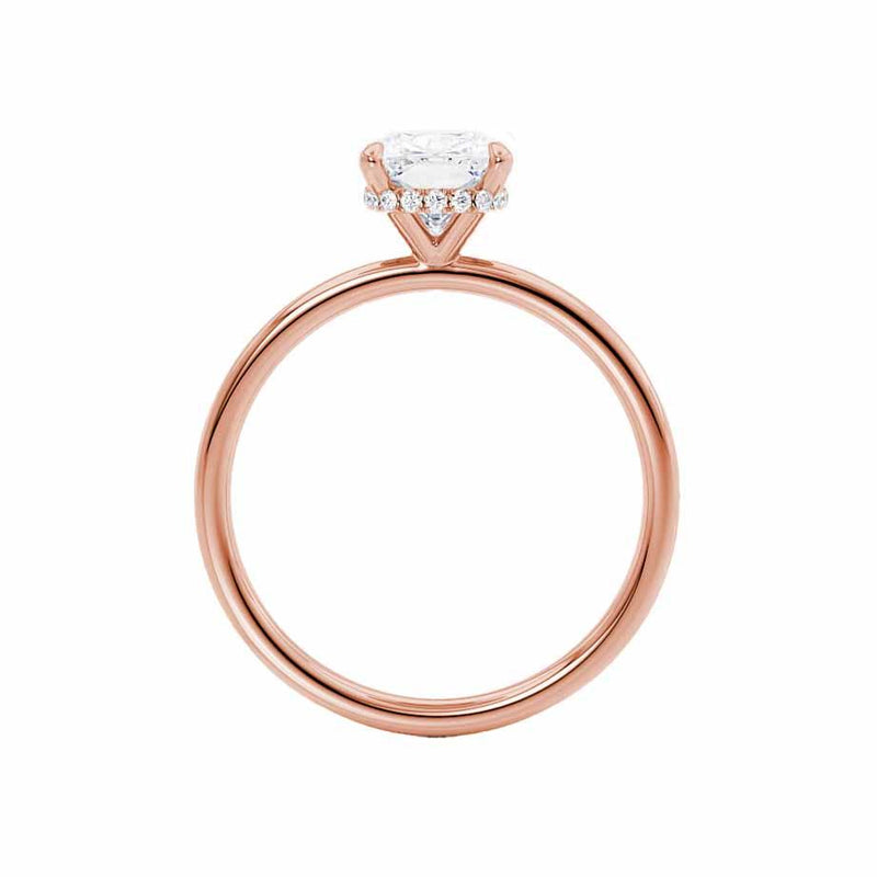 PARIS - Oval Moissanite & Diamond 18k Rose Gold Hidden Halo Engagement Ring Lily Arkwright