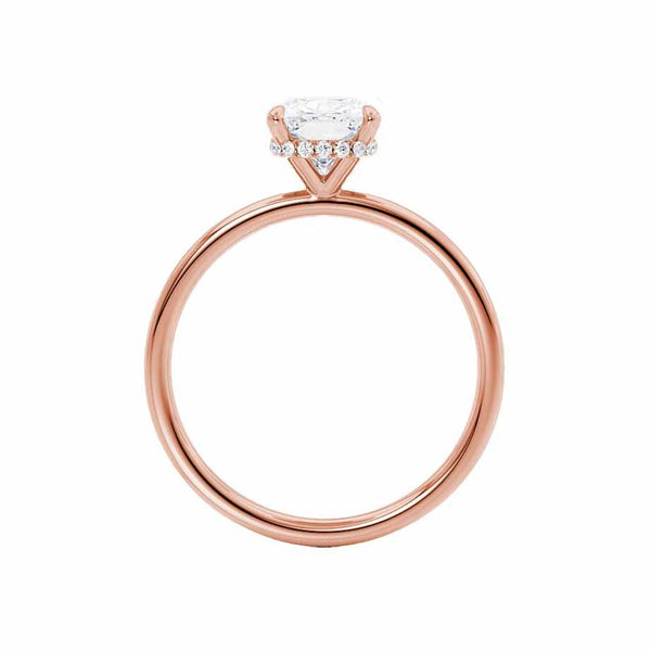 PARIS - Oval Lab Diamond 18k Rose Gold Hidden Halo Engagement Ring Lily Arkwright