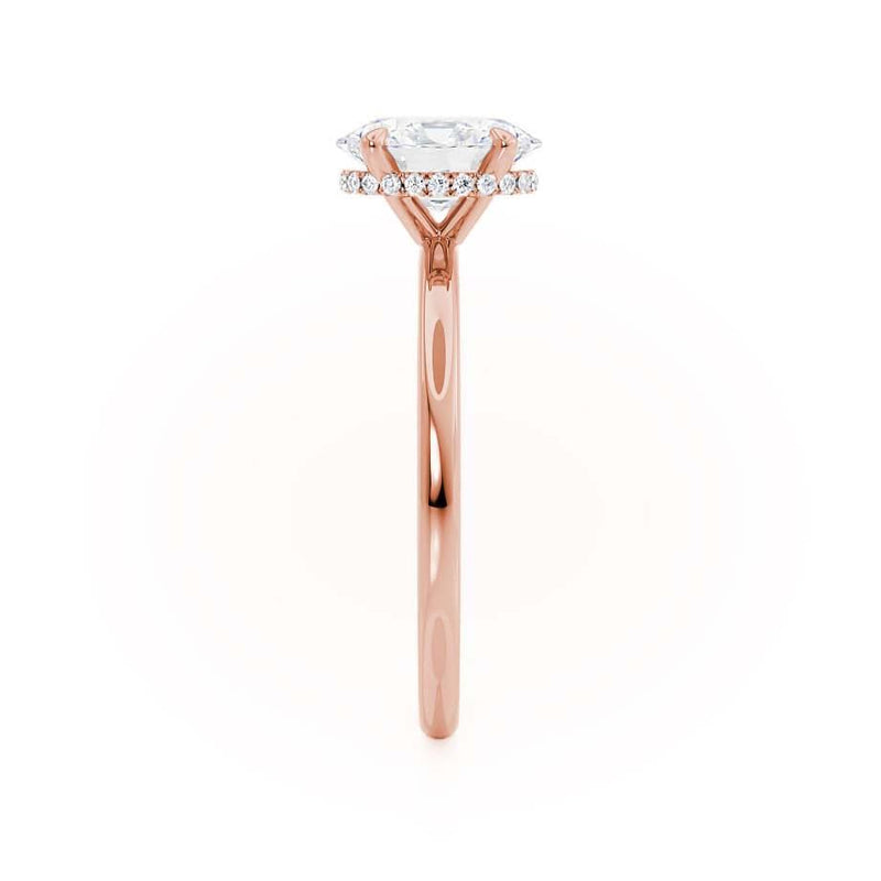 PARIS - Oval Moissanite & Diamond 18k Rose Gold Hidden Halo Engagement Ring Lily Arkwright