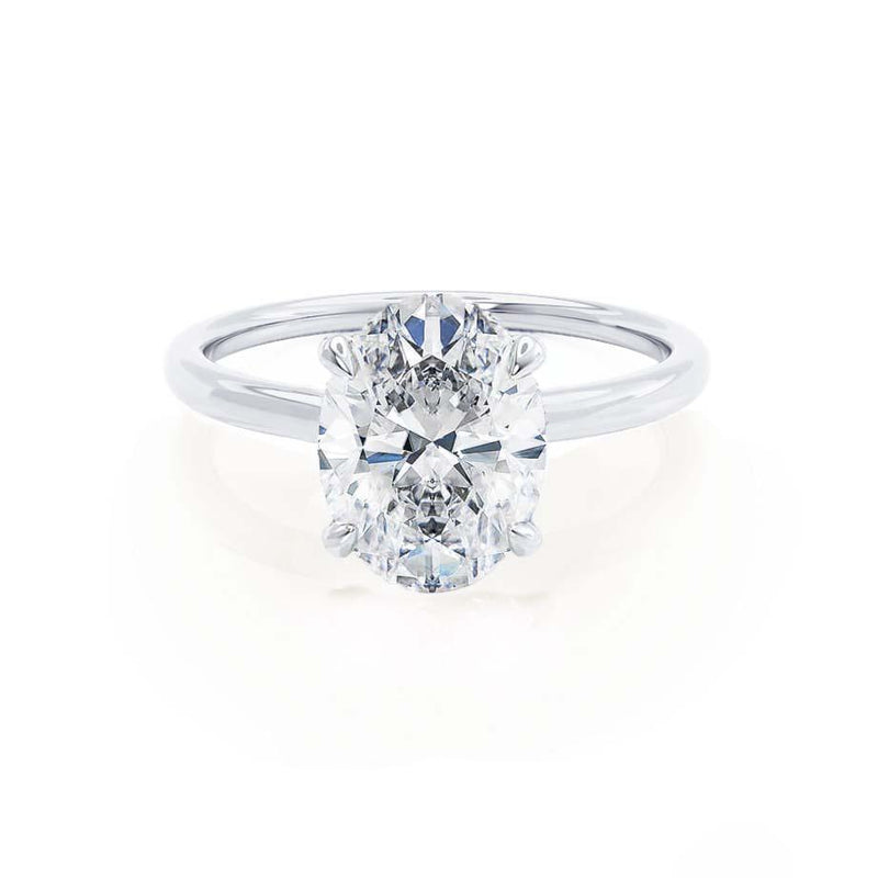 PARIS - Oval Lab Diamond Platinum Hidden Halo Engagement Ring Lily Arkwright