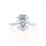 PARIS - Oval Moissanite & Diamond Platinum Gold Hidden Halo Engagement Ring Lily Arkwright