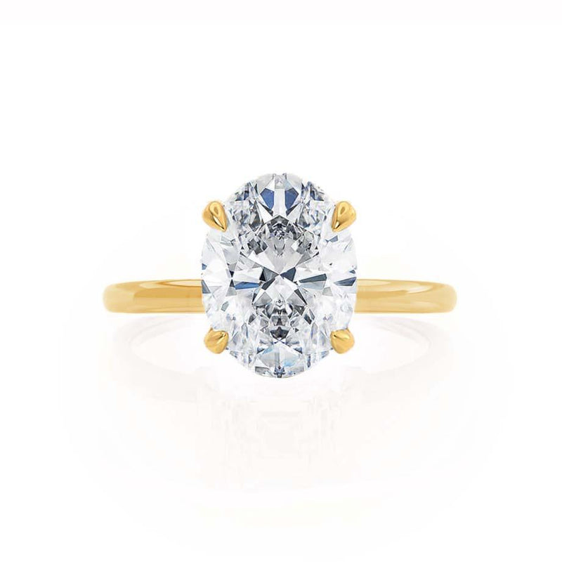 PARIS - Oval Moissanite & Diamond 18k Yellow Gold Hidden Halo Engagement Ring Lily Arkwright