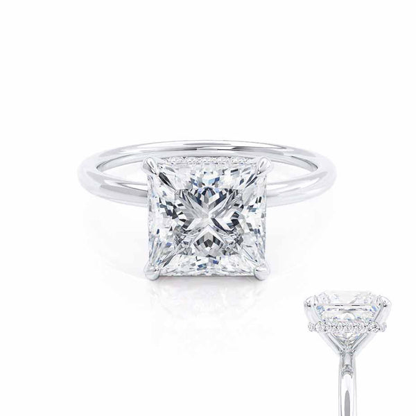 PARIS - Princess Moissanite & Diamond Platinum Hidden Halo Engagement Ring Lily Arkwright