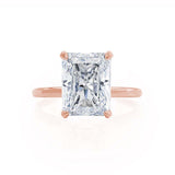 PARIS - Radiant Moissanite & Diamond 18k Rose Gold Hidden Halo Engagement Ring Lily Arkwright