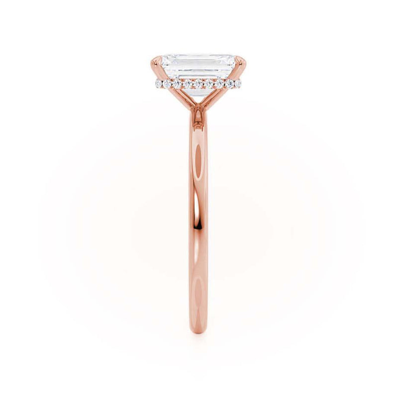 PARIS - Radiant Lab Diamond 18k Rose Gold Hidden Halo Solitaire Engagement Ring Lily Arkwright