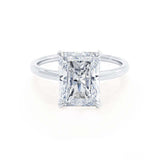 PARIS - Radiant Lab Diamond Platinum Hidden Halo Solitaire Engagement Ring Lily Arkwright
