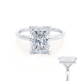 PARIS - Radiant Moissanite & Diamond 18k White Gold Hidden Halo Engagement Ring Lily Arkwright