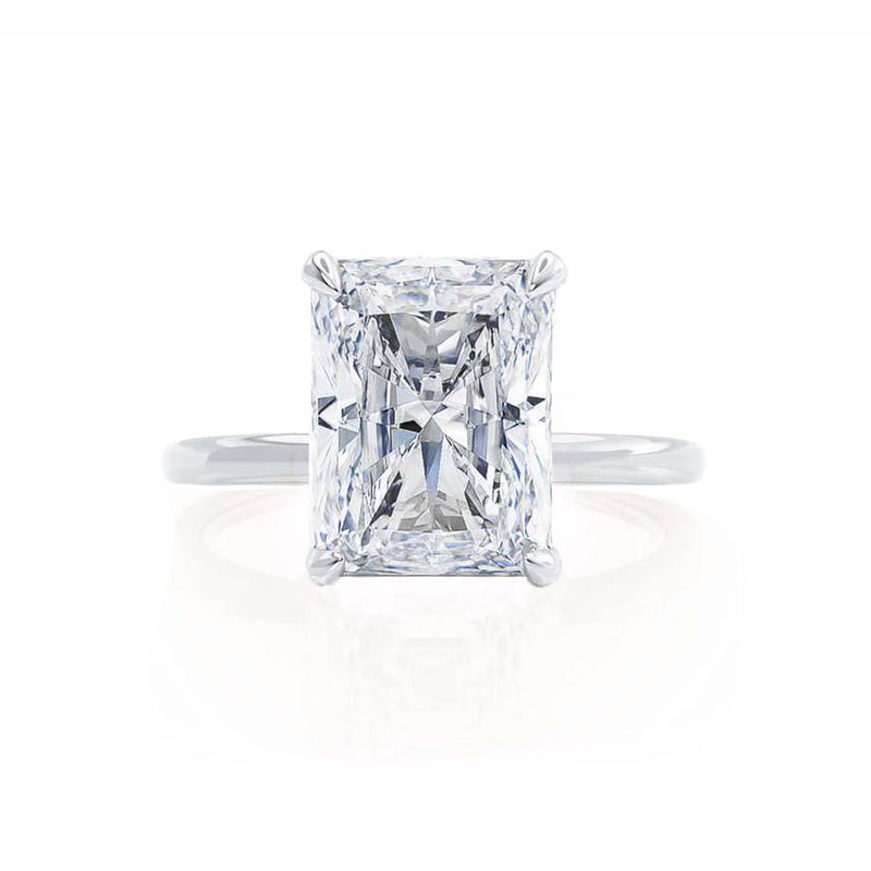 PARIS - Radiant Lab Diamond 18k White Gold Hidden Halo Solitaire Engagement Ring Lily Arkwright