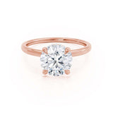 PARIS - Round Moissanite & Diamond 18k Rose Gold Hidden Halo Engagement Ring Lily Arkwright