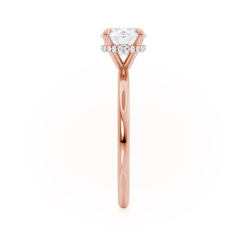 PARIS - Round Natural Diamond 18k Rose Gold Hidden Halo Engagement Ring Lily Arkwright