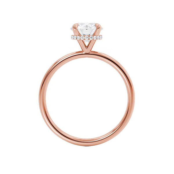 PARIS - Round Moissanite & Diamond 18k Rose Gold Hidden Halo Engagement Ring Lily Arkwright