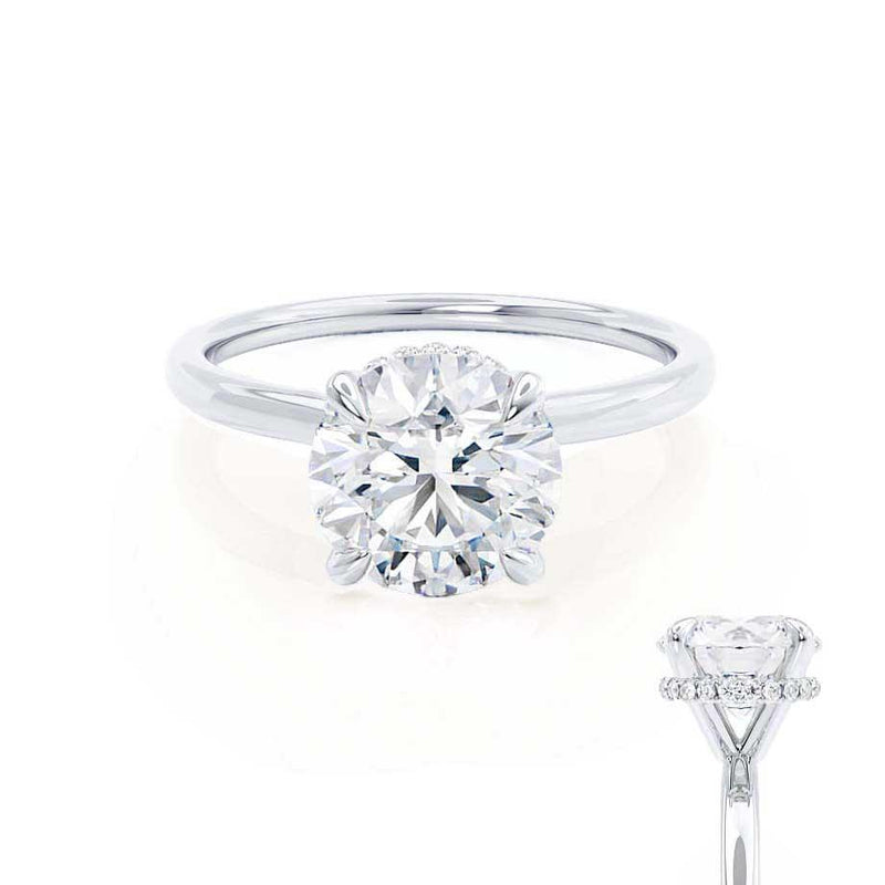 PARIS - Round Moissanite & Diamond Platinum Hidden Halo Engagement Ring Lily Arkwright