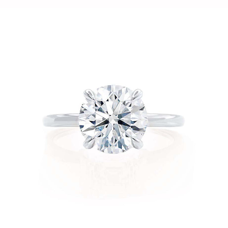 PARIS - Round Natural Diamond 18k White Gold Hidden Halo Engagement Ring Lily Arkwright