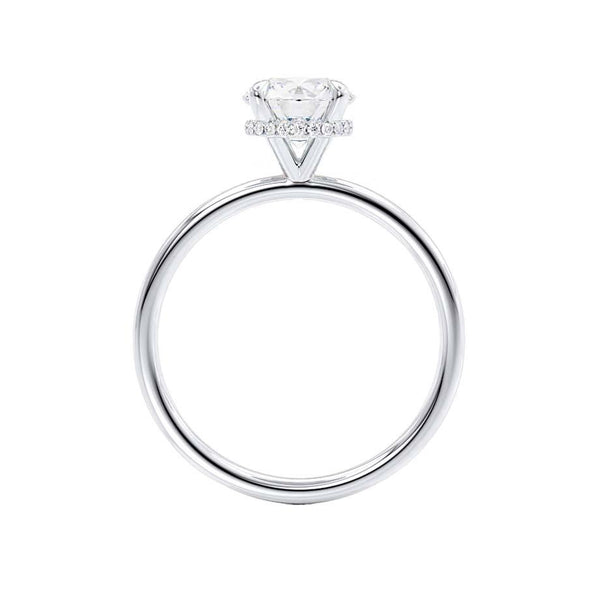 PARIS - Round Lab Diamond 18k White Gold Hidden Halo Engagement Ring Lily Arkwright