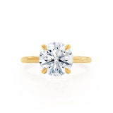 PARIS - Round Moissanite & Diamond 18k Yellow Gold Hidden Halo Engagement Ring Lily Arkwright